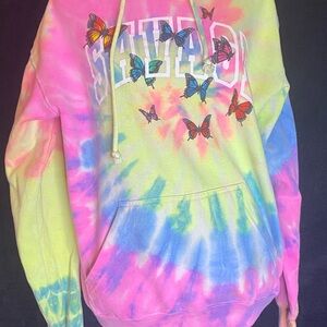 Colorful Tie-Dye Hoodie with Butterfly Design